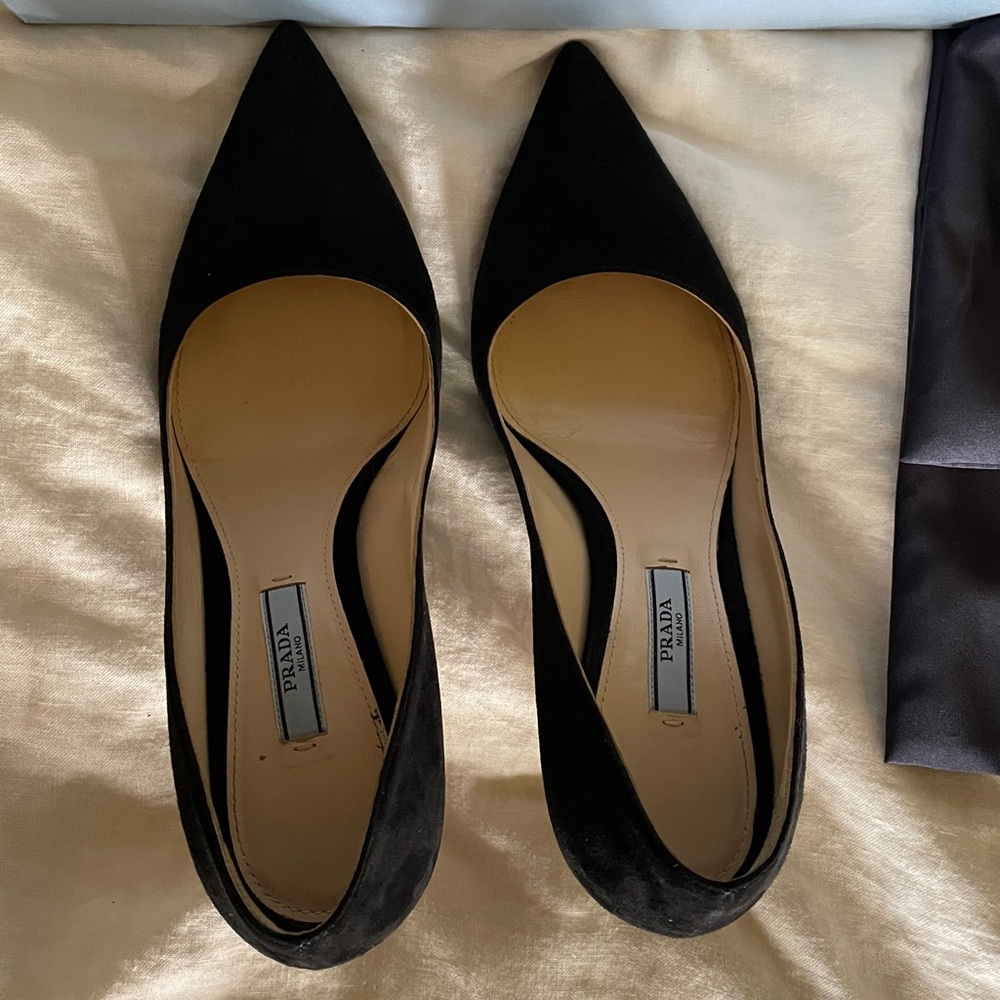 Prada Black Suede Pumps 38 / 8 - Picture 7 of 8
